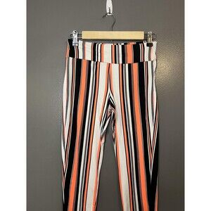 Rainbow Pants Womens Small Black White Orange Stripe Leggings Made USA Pull On